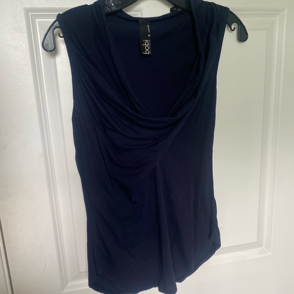 bobi navy cross body tank top size small